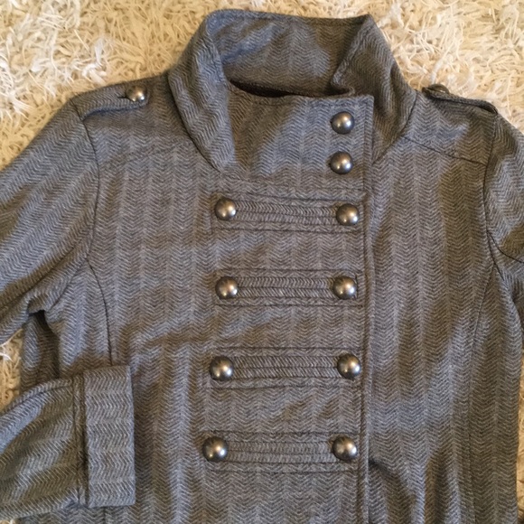 Nordstrom Rubbish Gray Double Breasted Military Style soft cotton Jacket Blazer - Picture 8 of 10